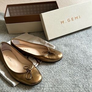 M. Gemi gold metallic ballet flats